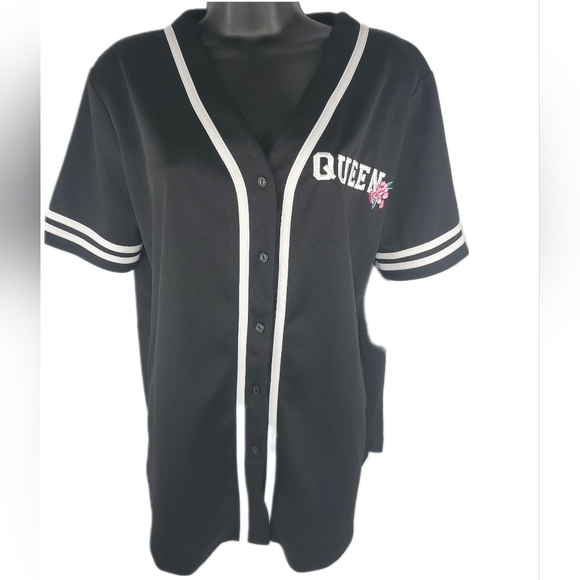 Queen Embroidered,Printed Baseball Jersey, - Picture 1 of 4